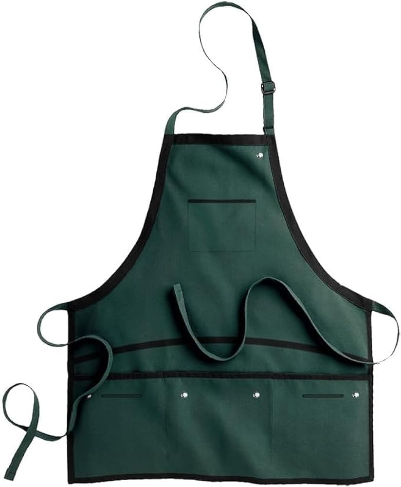 Adjustable Waterproof Chef Bib Apron with Pocket – Cotton Linen Cooking Apron for Kitchen & Rest