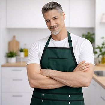 Adjustable Waterproof Chef Bib Apron with Pocket – Cotton Linen Cooking Apron for Kitchen & Rest